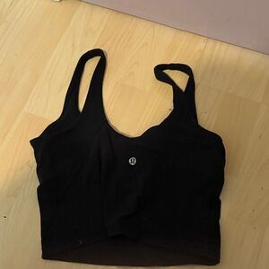 lululemon athletica Black Cropped Sports Tank with Logo